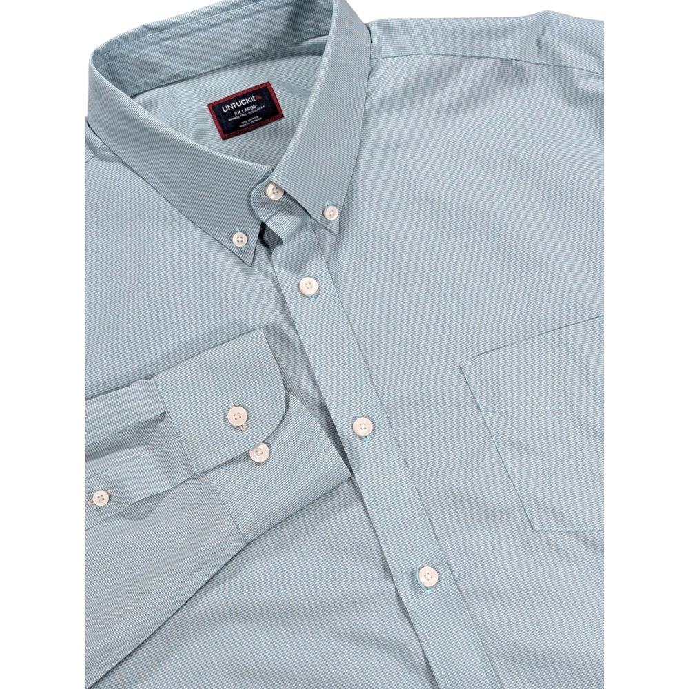 UNTUCKit Shirt Men's XXL Green Cadetto Green WF Wrinkle Free 100% Cotton